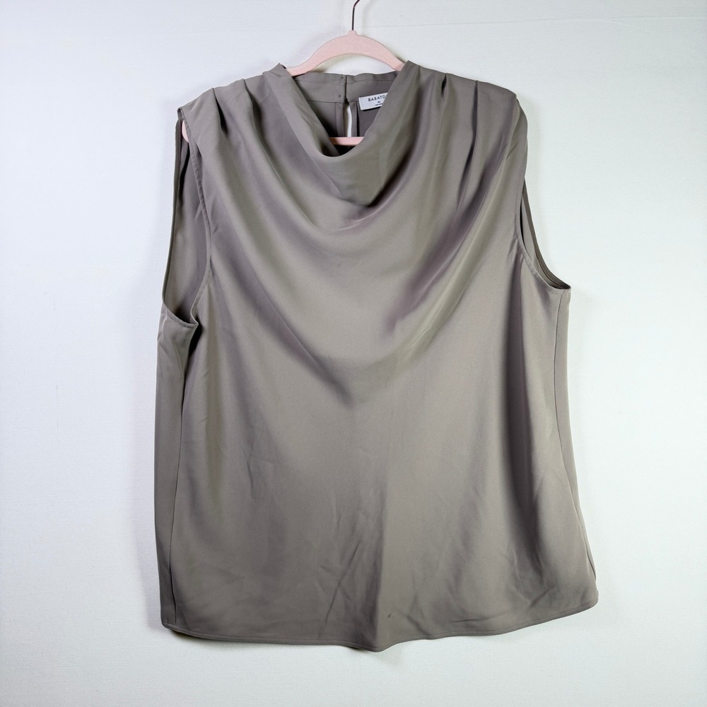 BABATON Taupe Cowl Neck Sleeveless Blouse XL